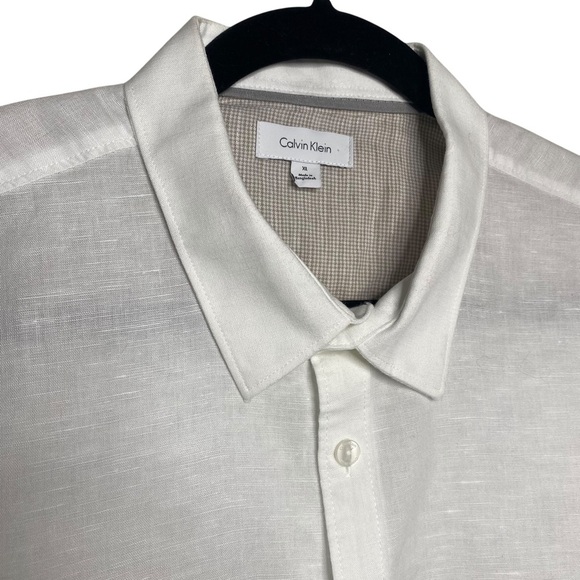 Calvin Klein white breathable linen/cotton long sleeve button down shirt-SZ-XL - Picture 7 of 10